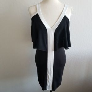 Zara cold shoulder colorblock dress